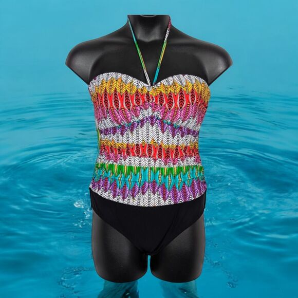 GOTTEX PROFILE "Mexicana" One-Piece Ruched Halter Swim Suit Resort Size 12D EUC - Picture 1 of 8